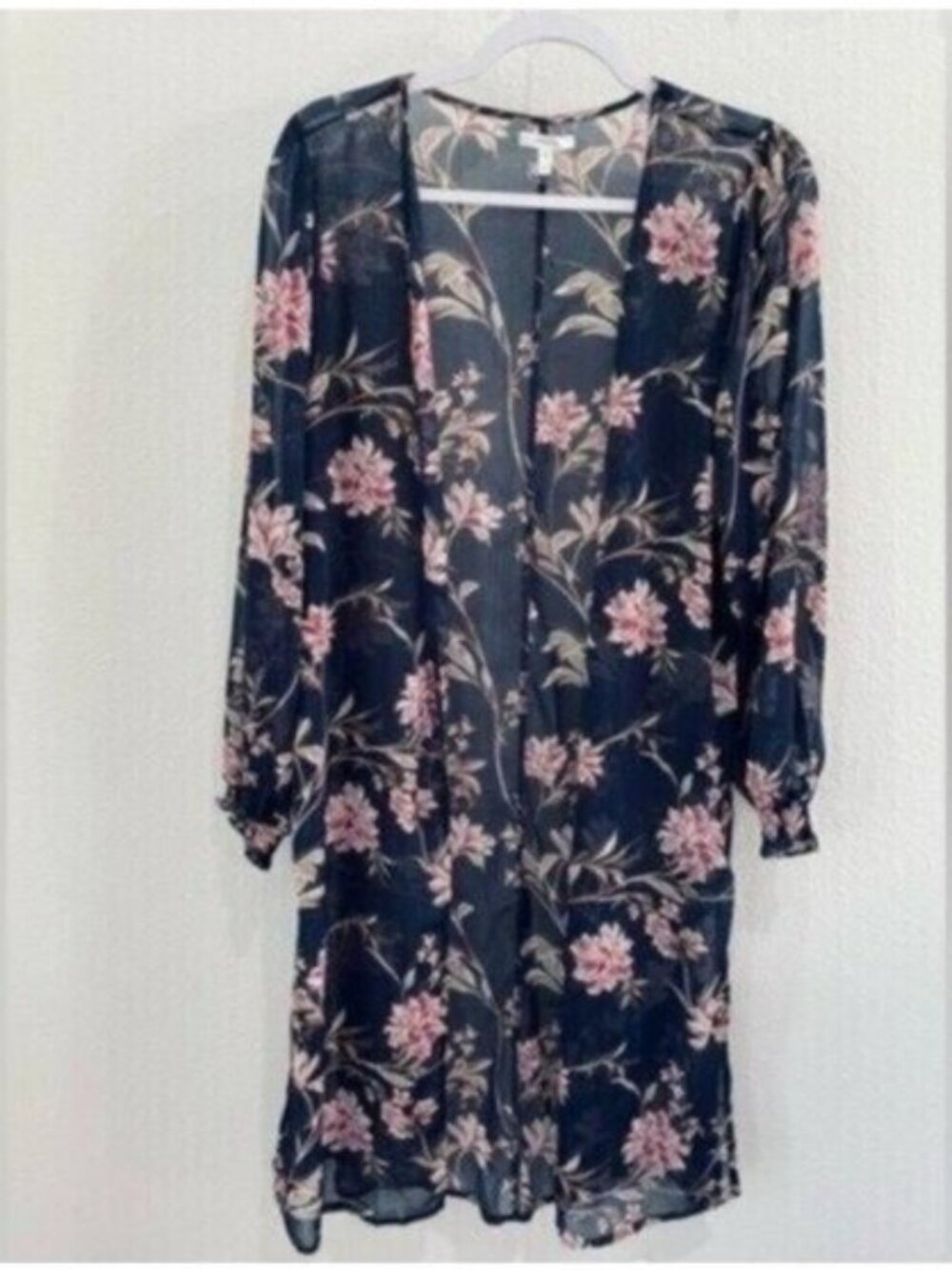 Maurice’s Floral Boho Sheer Duster Cardigan Topper Feminine Western Metallic